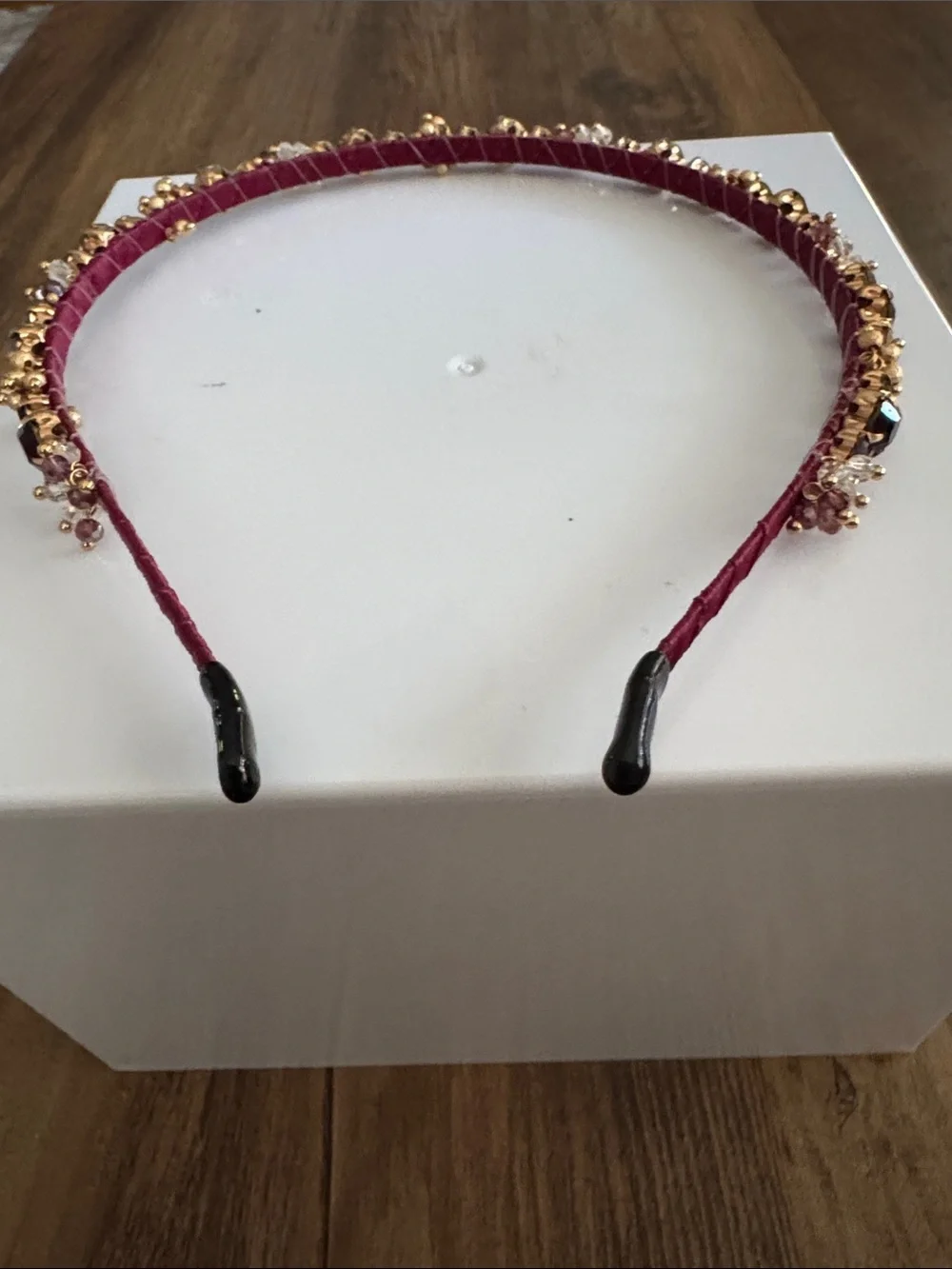 Embellished Burgundy Beaded Headband